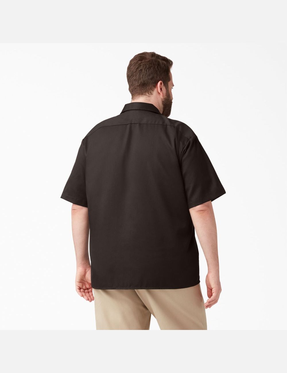 Dark Brown Dickies Short Sleeve Shirts | 694GBVQWS