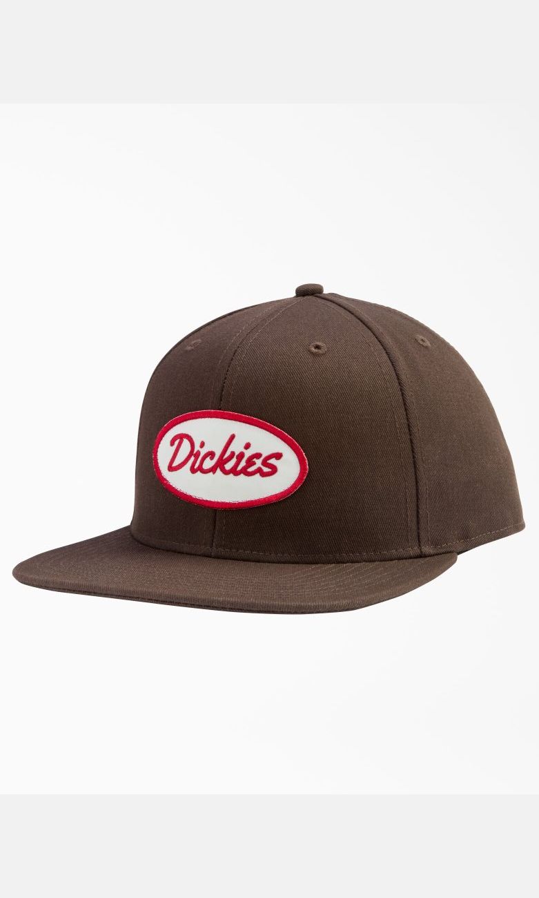 Dark Brown Dickies Twill Flat Bill Hats | 053FHTWMU