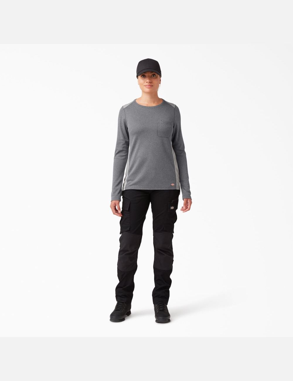 Dark Gray Heather Dickies Temp-iQ 365 Long Sleeve T-Shirts | 372VLOGZC