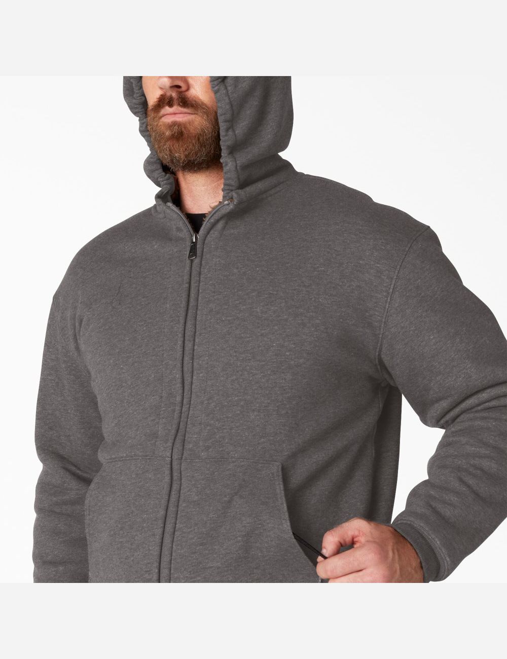 Dark Heather Gray Dickies High Pile Fleece Lined Full Zip Hoodies | 781ZCHXYK