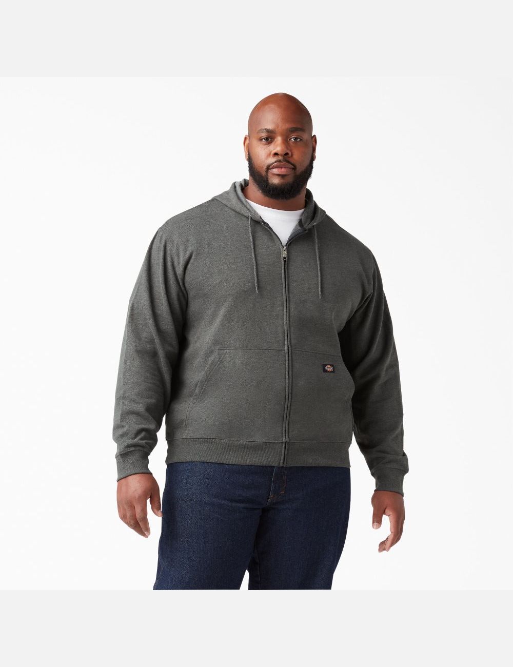 Dark Heather Gray Dickies Midweight Fleece Zip Hoodies | 894QSFEWK