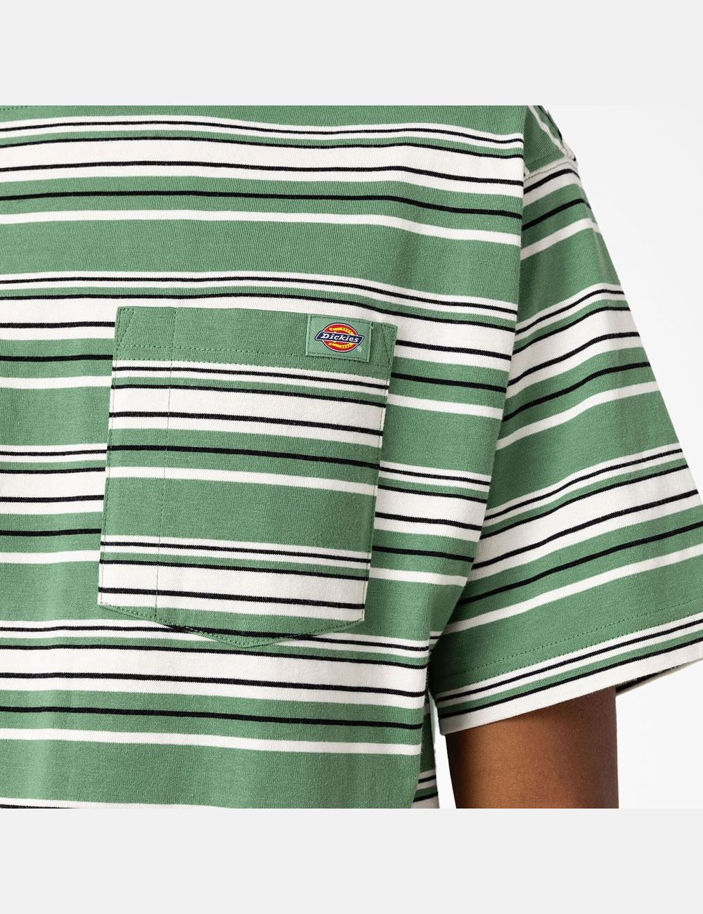 Dark Ivy Variegated Stripe Dickies Relaxed Fit Striped Pocket T-Shirts | 604KHOYSB