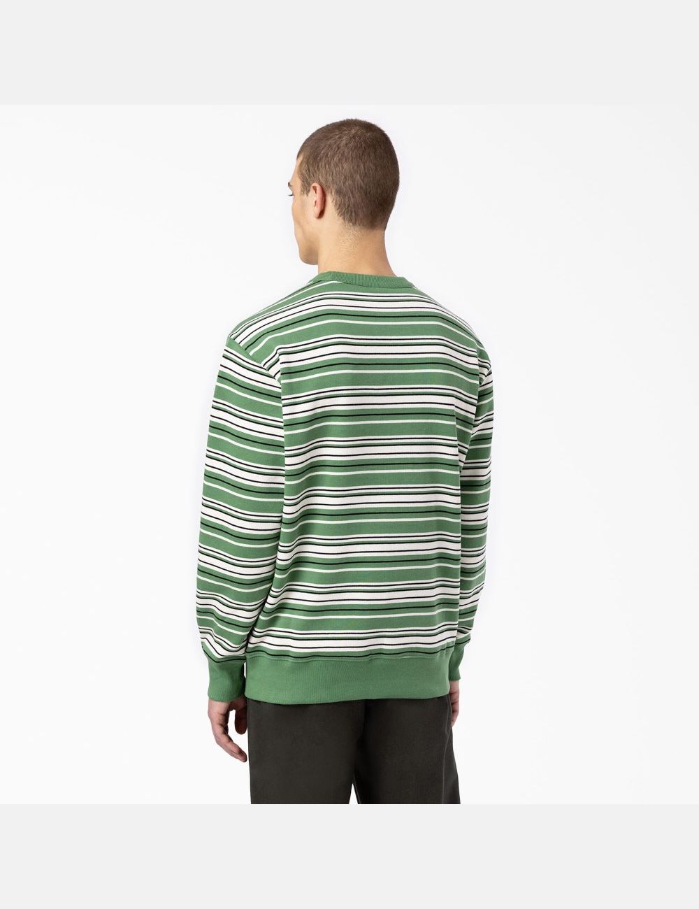 Dark Ivy Variegated Stripe Dickies Westover Striped Crew Neck Sweatshirts | 063ICXWNE