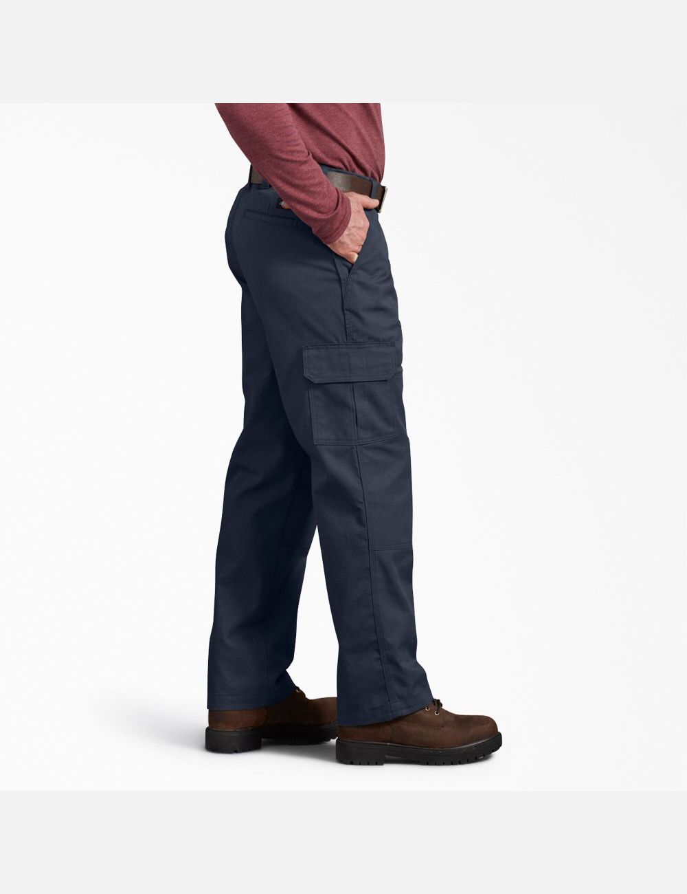 Dark Navy Dickies Active Waist Regular Cargo Pants | 048FILMVY