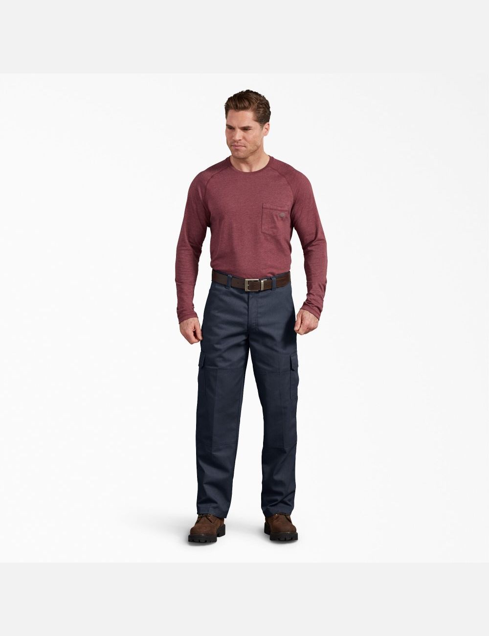 Dark Navy Dickies Active Waist Regular Cargo Pants | 048FILMVY