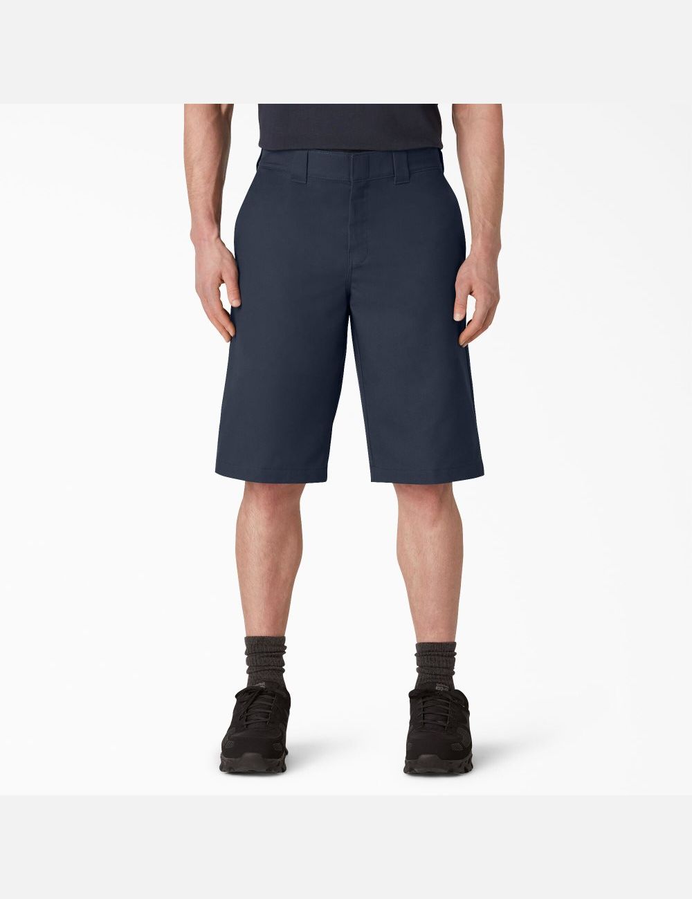 Dark Navy Dickies Cooling Active Waist Flat Front Shorts | 024ULIJPB