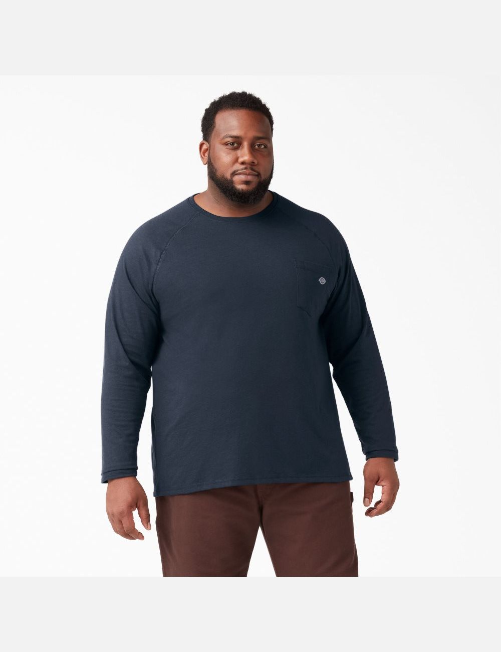 Dark Navy Dickies Cooling Long Sleeve Shirts | 275HWJZIN