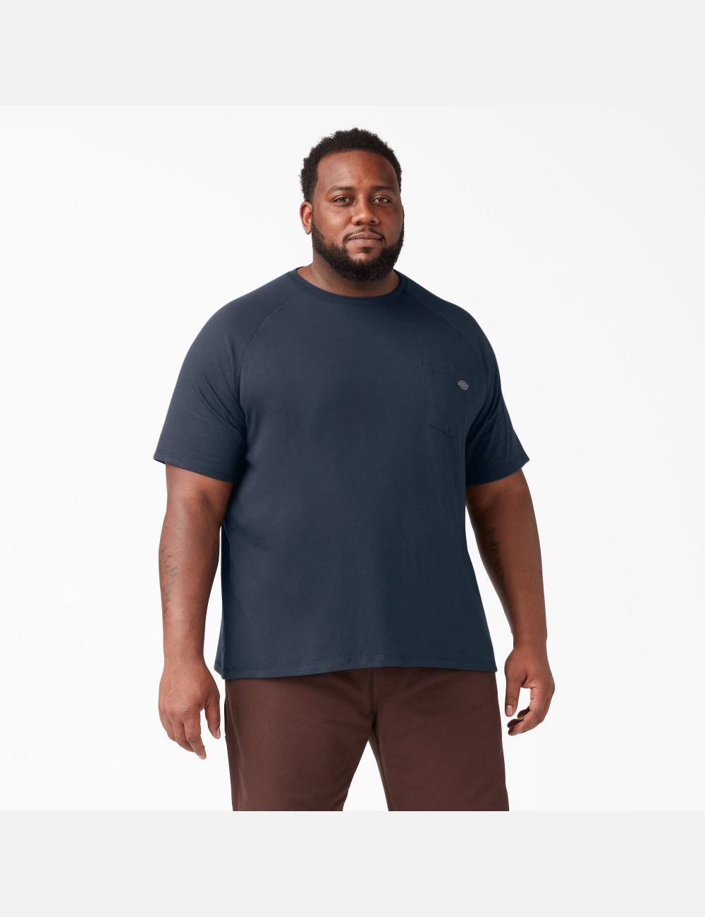 Dark Navy Dickies Cooling Short Sleeve Shirts | 517XWTJKL