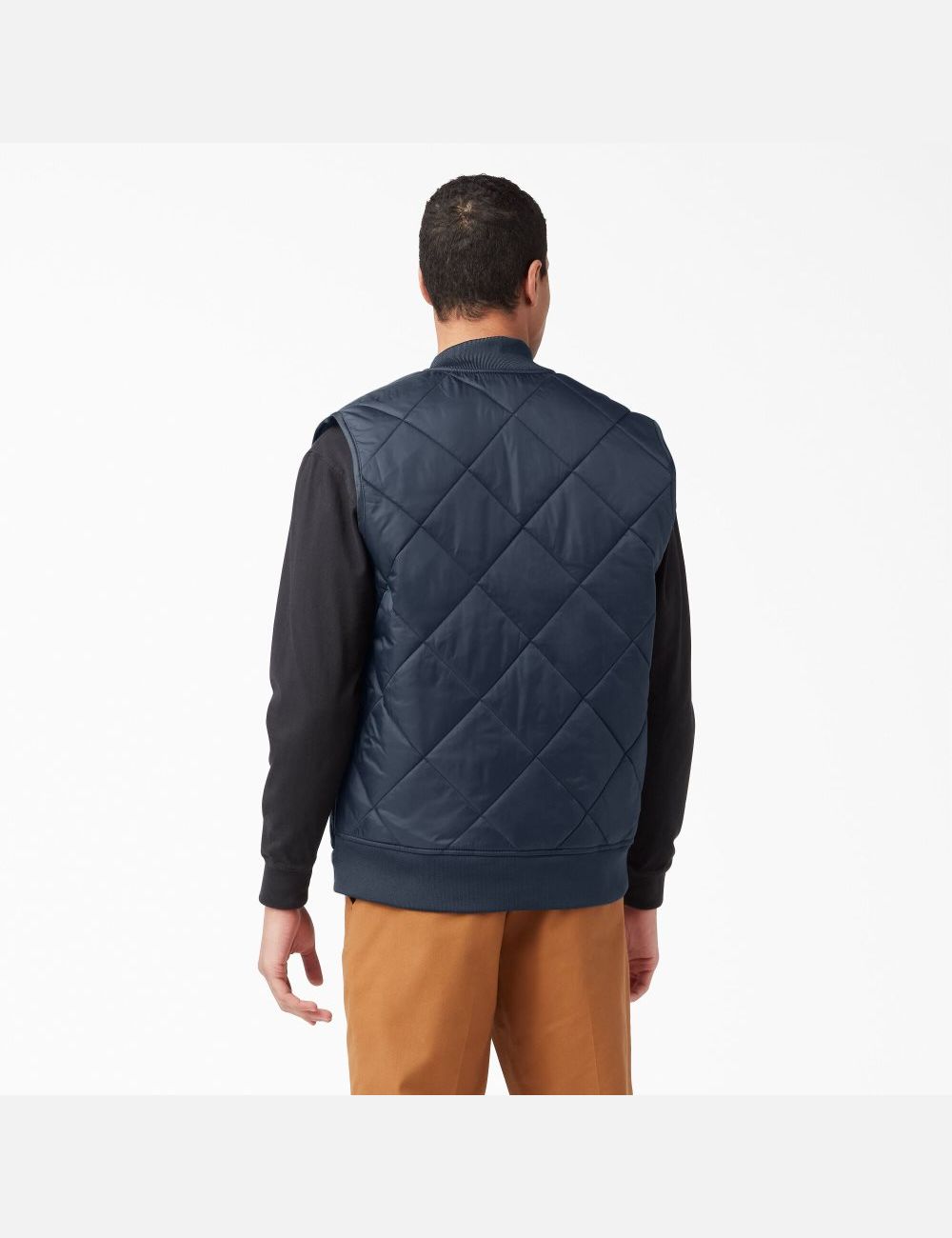 Dark Navy Dickies Diamond Quilted Vests | 457VKZRSN