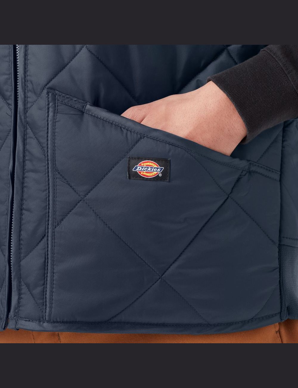 Dark Navy Dickies Diamond Quilted Vests | 457VKZRSN