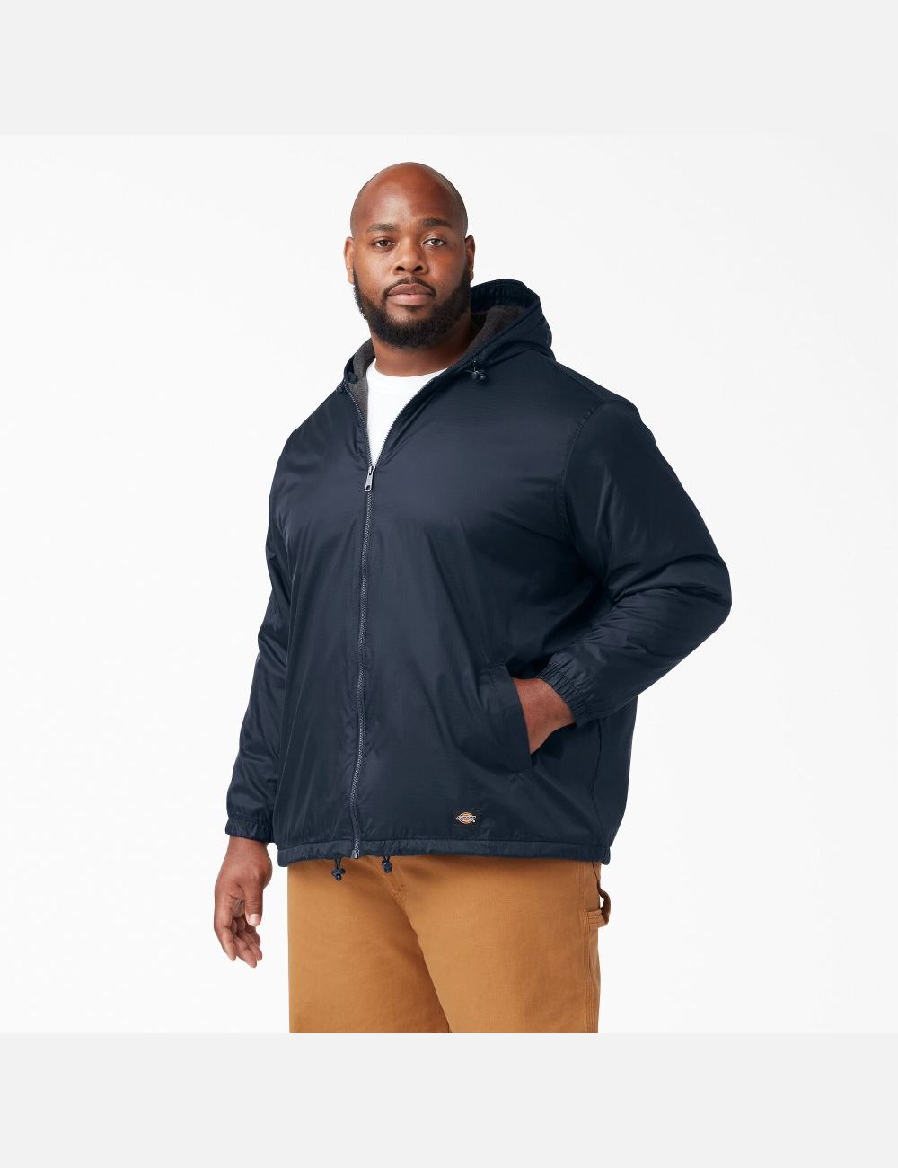 Dark Navy Dickies Fleece Lined Nylon Hooded Coats & Jackets | 413GRUJQX