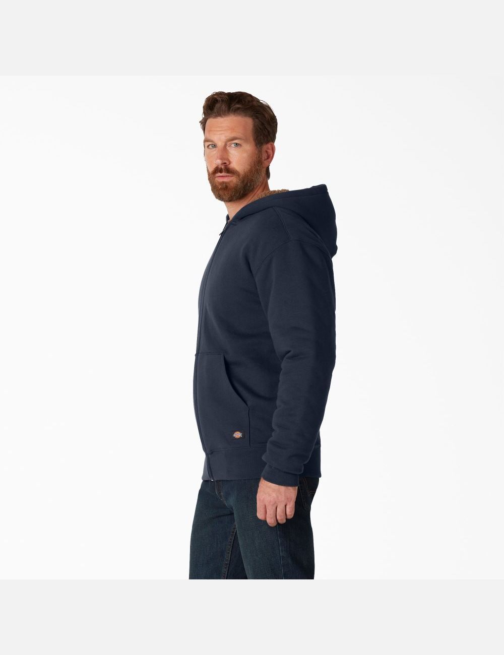 Dark Navy Dickies High Pile Fleece Lined Full Zip Hoodies | 617CVLJSU