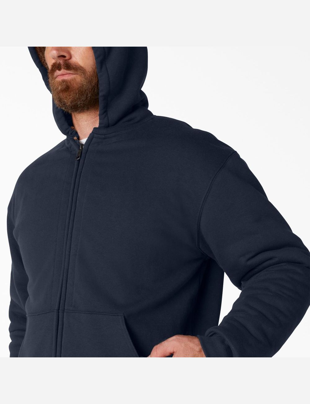 Dark Navy Dickies High Pile Fleece Lined Full Zip Hoodies | 617CVLJSU