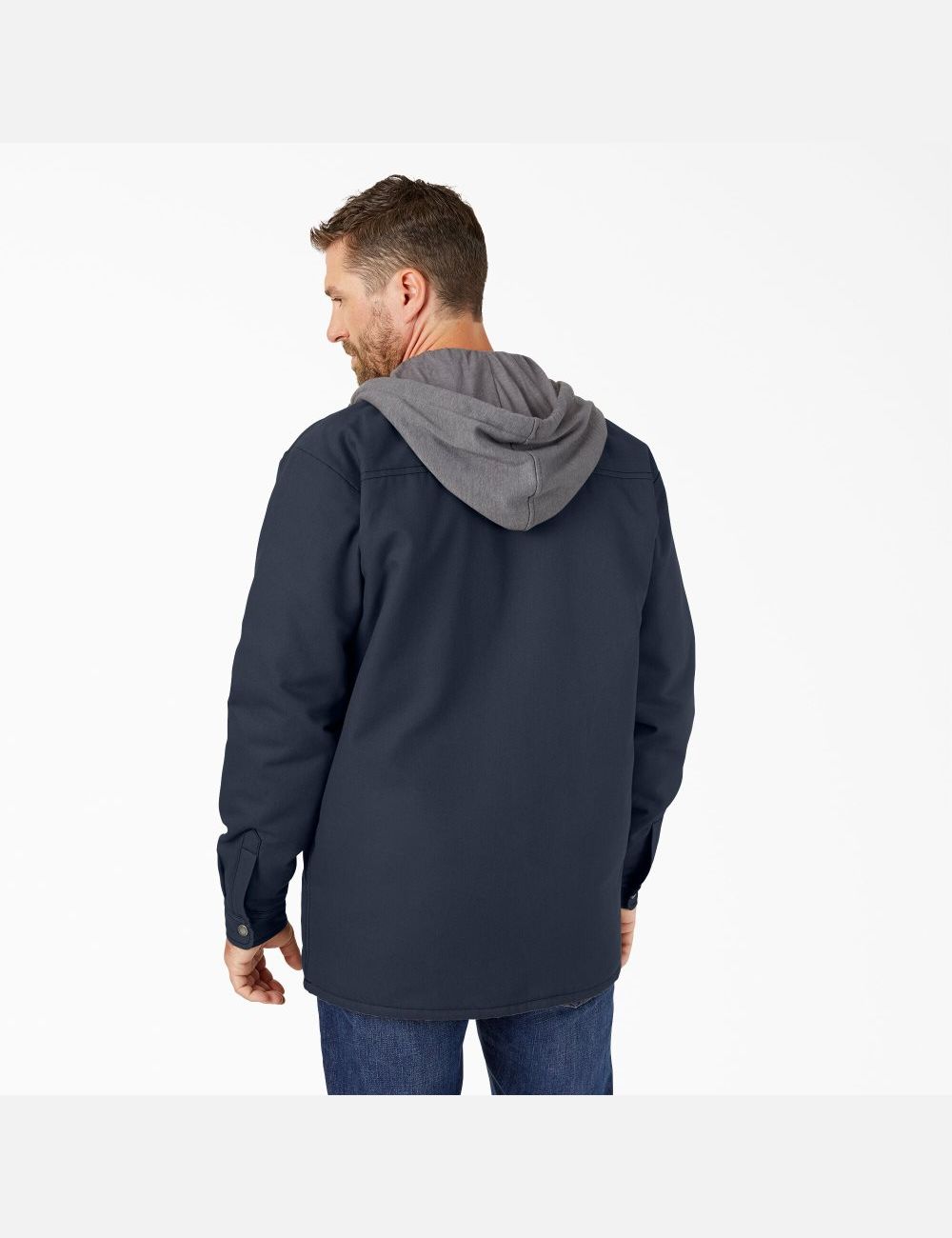 Dark Navy Dickies Hydroshield Duck Hooded Shirt Jackets | 708APYIMZ