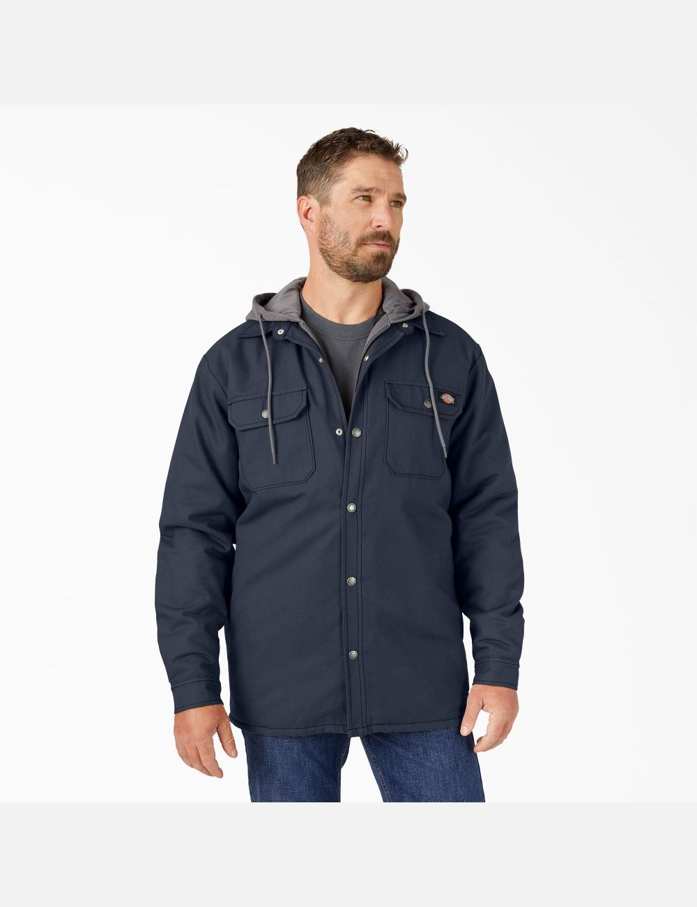 Dark Navy Dickies Hydroshield Duck Hooded Shirt Jackets | 708APYIMZ