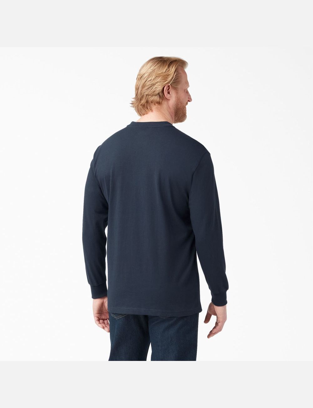 Dark Navy Dickies Long Sleeve Heavyweight Henley T-Shirts | 014LJNSFX