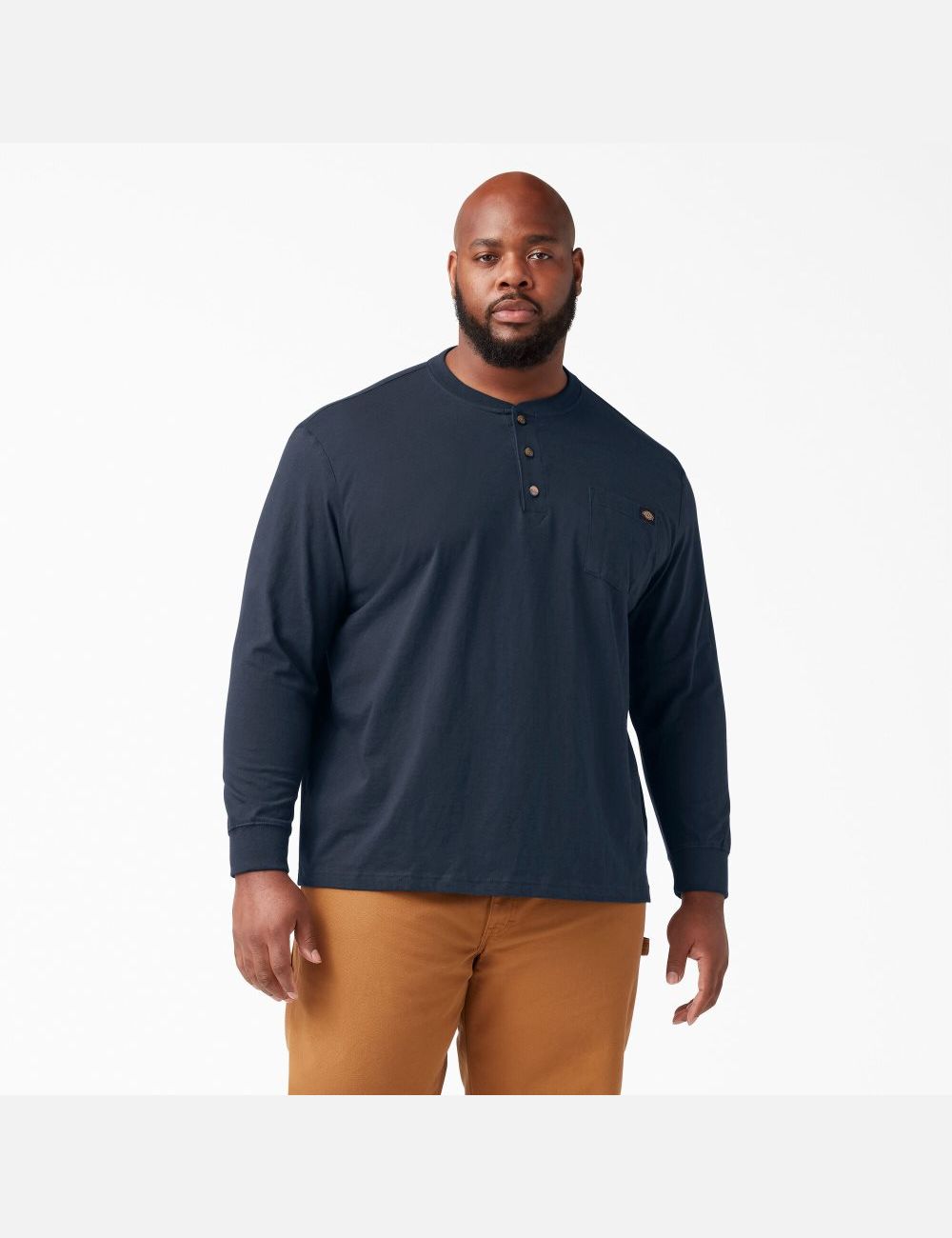 Dark Navy Dickies Long Sleeve Heavyweight Henley T-Shirts | 014LJNSFX