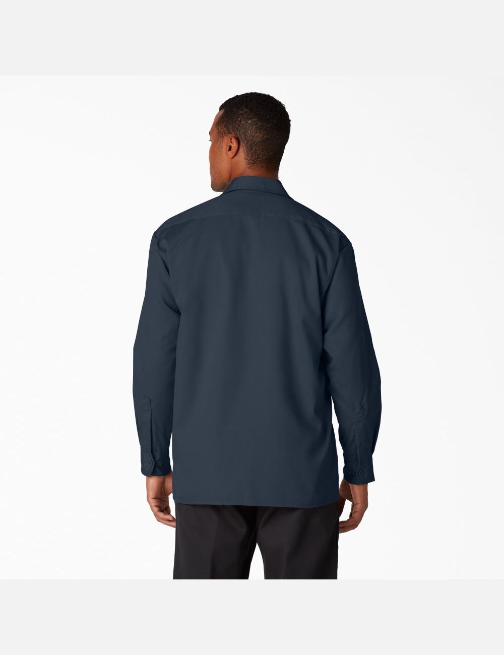 Dark Navy Dickies Long Sleeve Work Shirts | 836ADRFUC