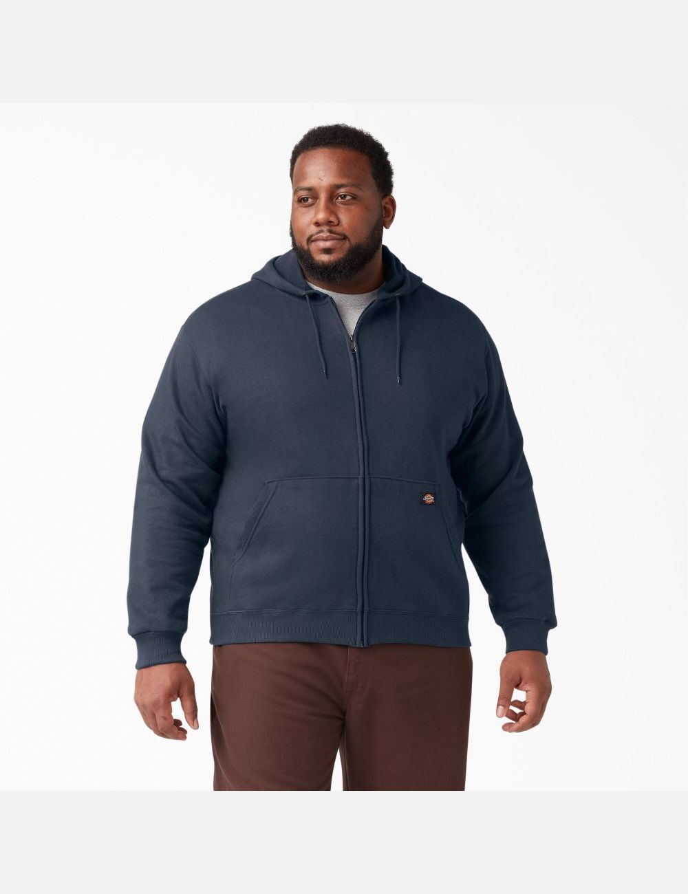 Dark Navy Dickies Midweight Fleece Zip Outerwear | 724TESYVP