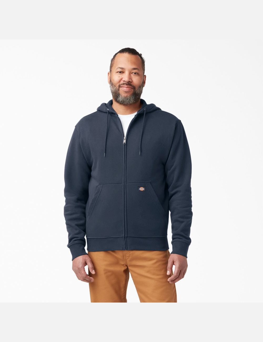 Dark Navy Dickies Midweight Fleece Zip Outerwear | 724TESYVP