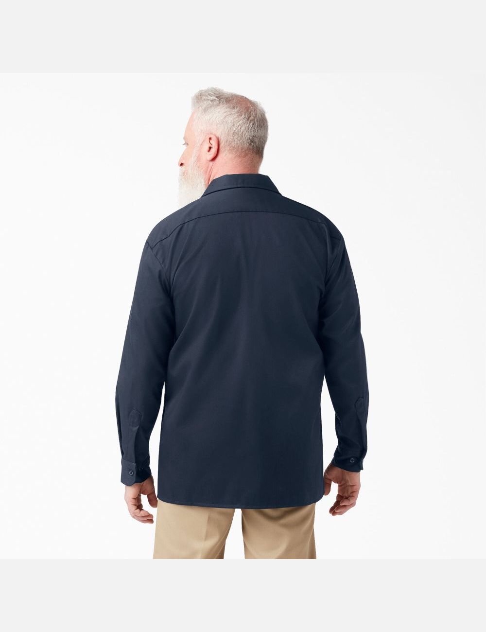 Dark Navy Dickies Relaxed Fit Long Sleeve Work Shirts | 473RBIFZM