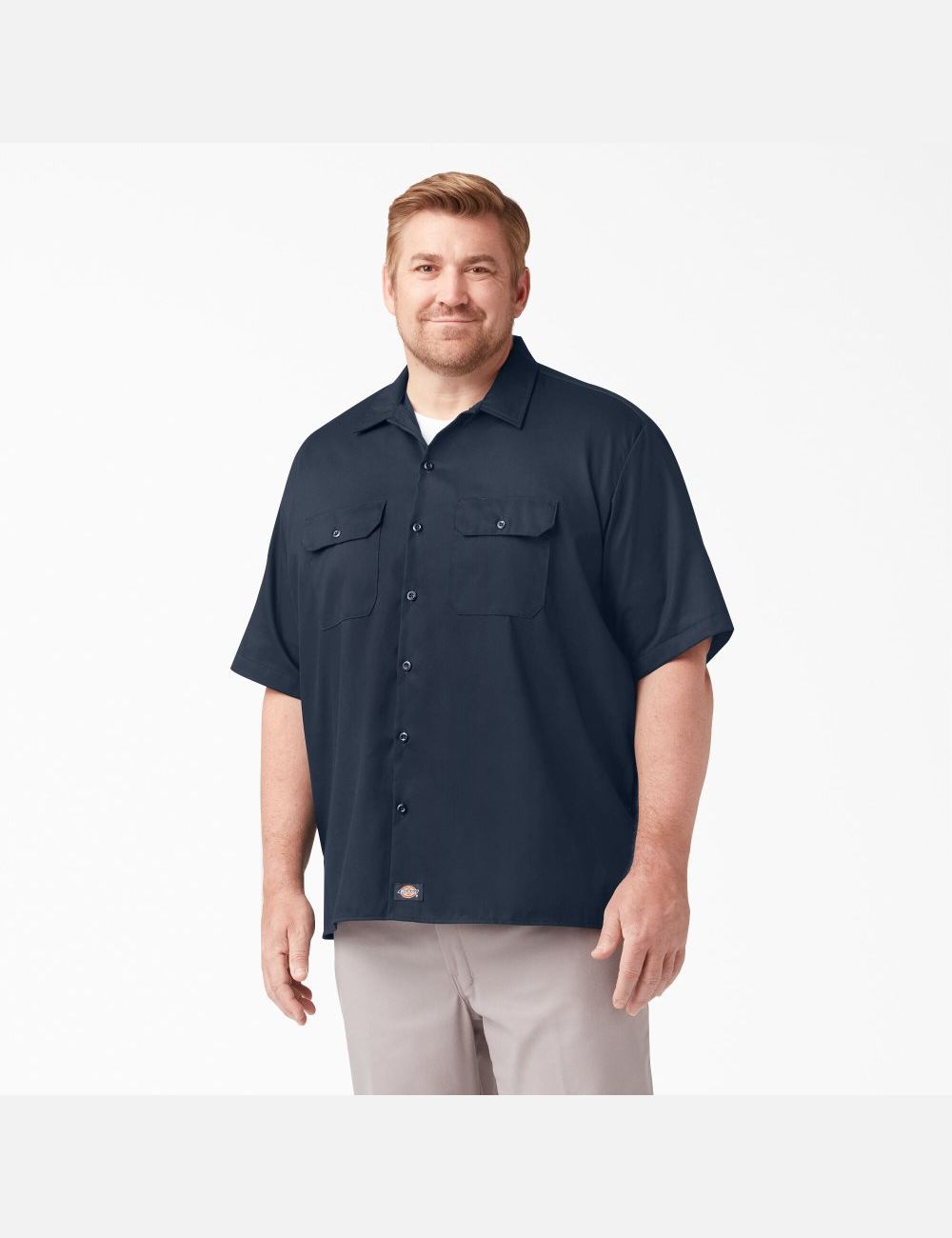 Dark Navy Dickies Relaxed Fit Short Sleeve Shirts | 593HDWQCN