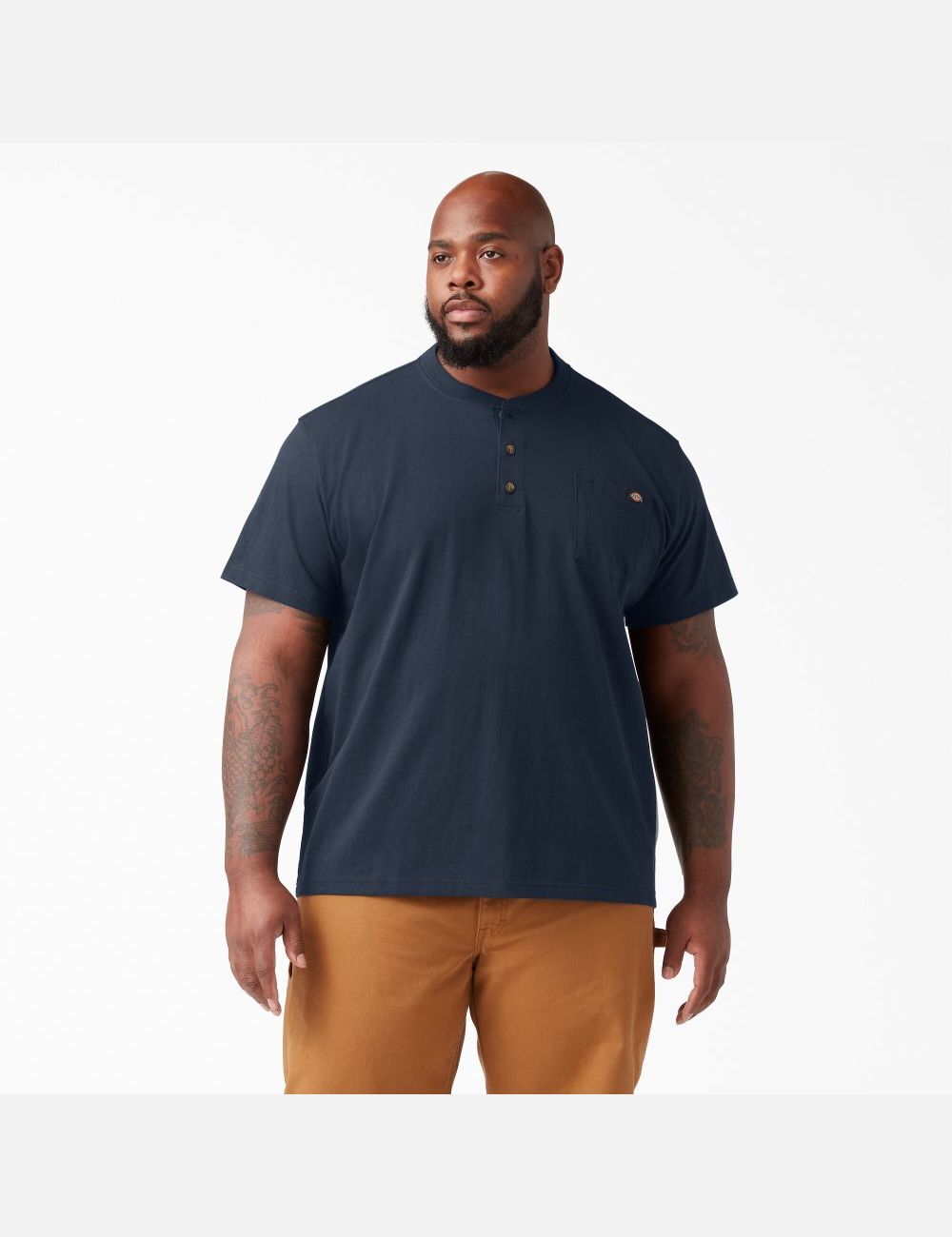 Dark Navy Dickies Short Sleeve Heavyweight Henley T-Shirts | 607TAFEYQ