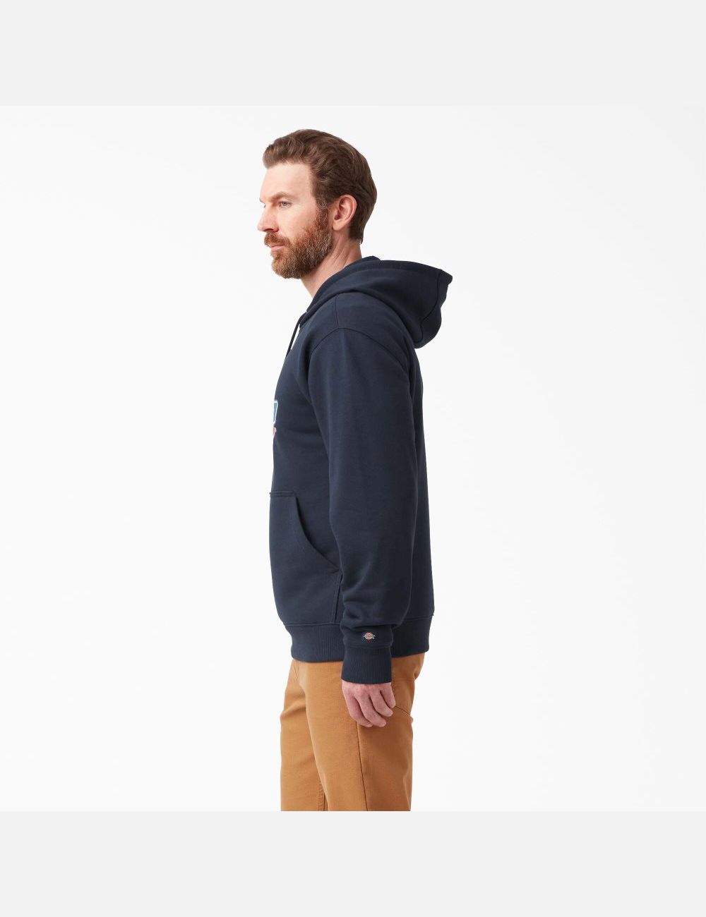 Dark Navy Dickies Water Repellent Tri-Color Logo Hoodies | 076TYRNQE