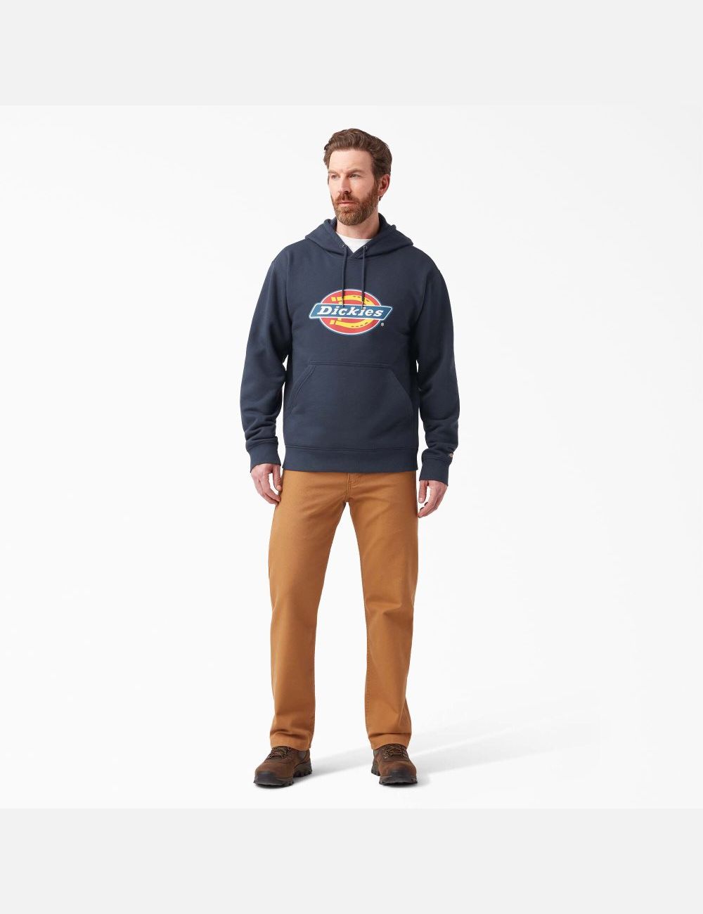 Dark Navy Dickies Water Repellent Tri-Color Logo Hoodies | 076TYRNQE