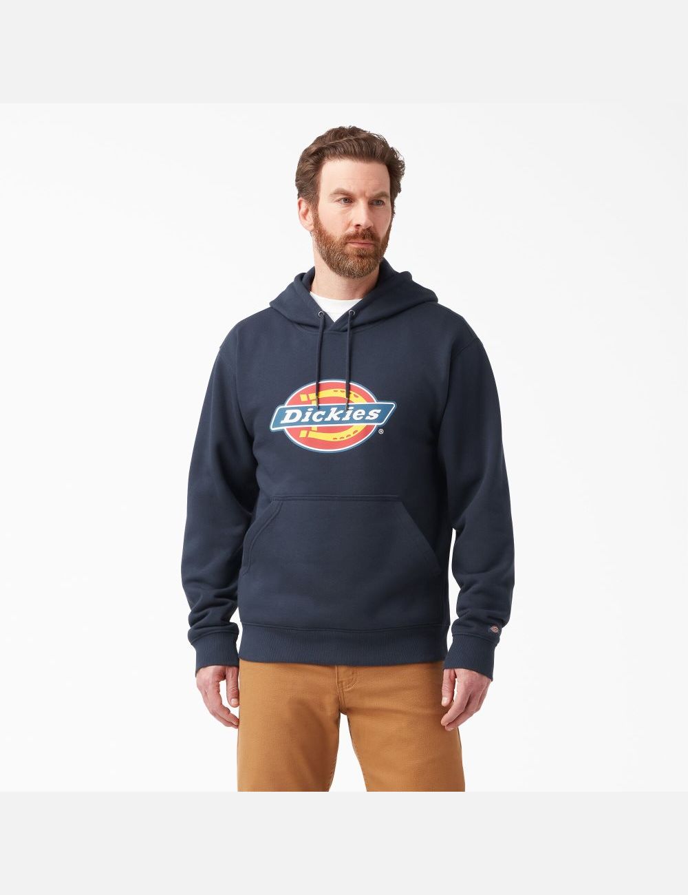 Dark Navy Dickies Water Repellent Tri-Color Logo Hoodies | 076TYRNQE