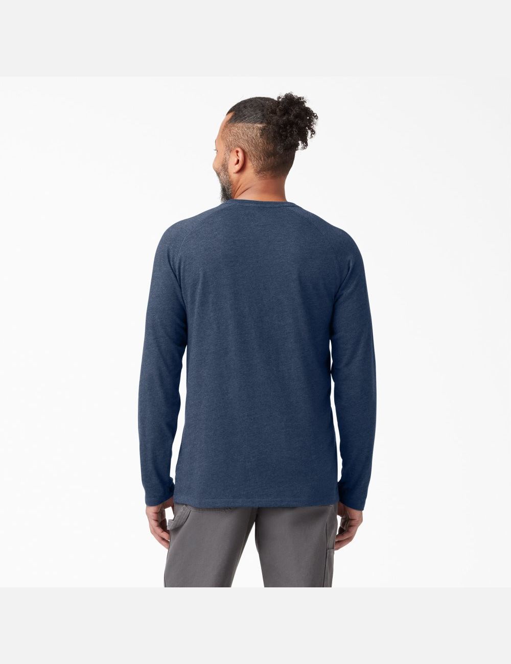 Dark Navy Heather Dickies Cooling Long Sleeve T-Shirts | 178KZURDO