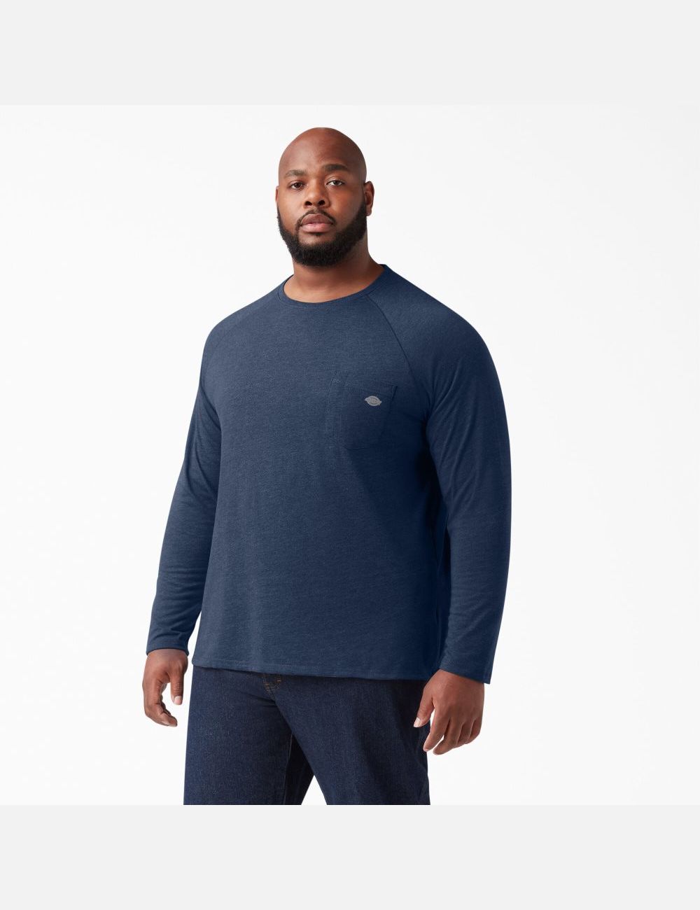 Dark Navy Heather Dickies Cooling Long Sleeve T-Shirts | 178KZURDO