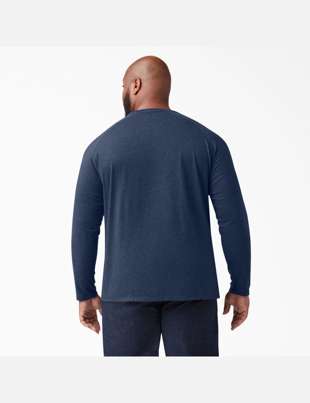 Dark Navy Heather Dickies Cooling Long Sleeve T-Shirts | 178KZURDO