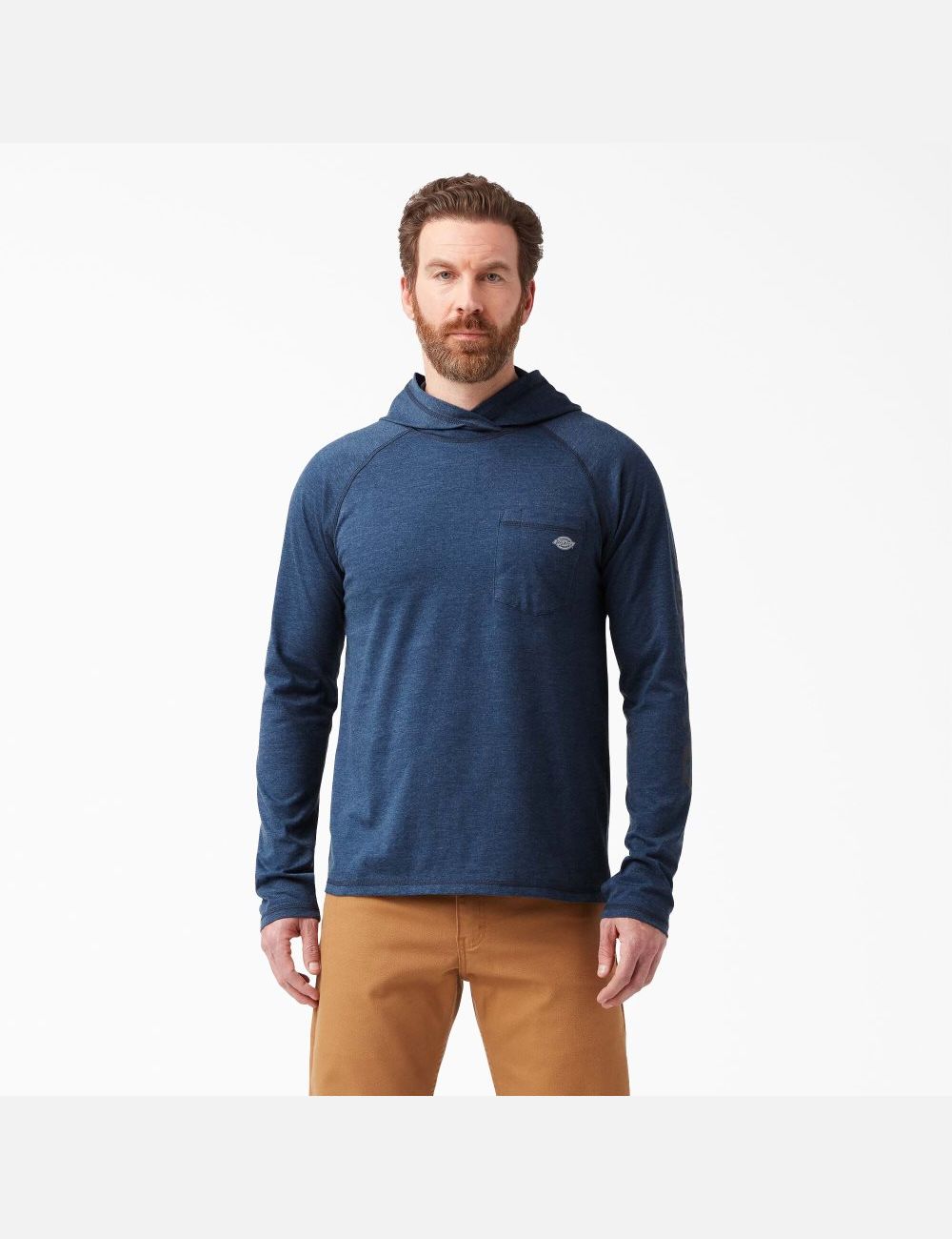 Dark Navy Heather Dickies Cooling Performance Long Sleeve Sun Shirts | 916KUMVSA