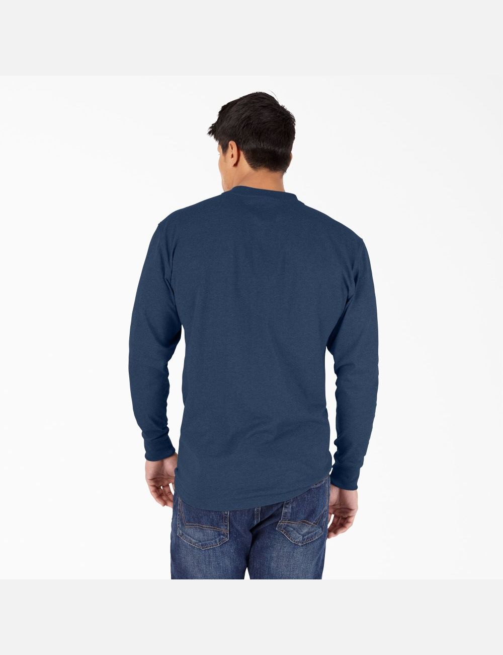 Dark Navy Heather Dickies Heathered Heavyweight Henley Shirts | 061SYRUQB