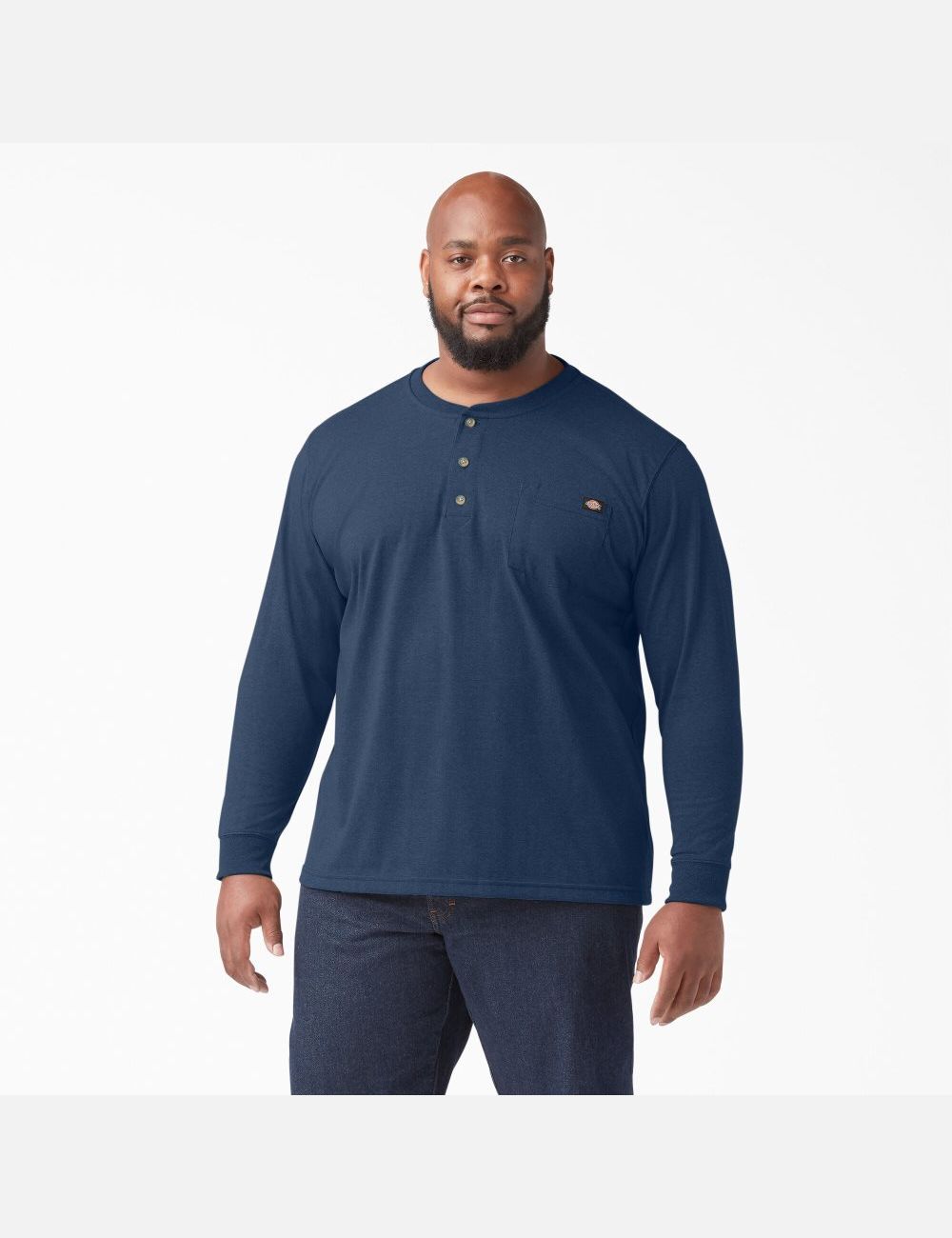 Dark Navy Heather Dickies Heathered Heavyweight Henley Shirts | 061SYRUQB