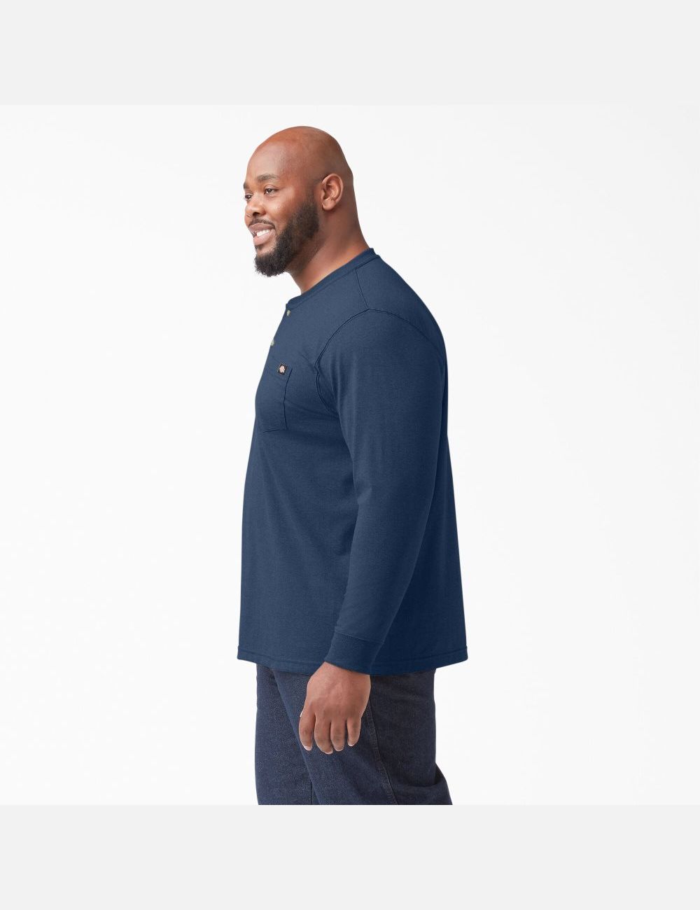 Dark Navy Heather Dickies Heathered Heavyweight Henley Shirts | 061SYRUQB