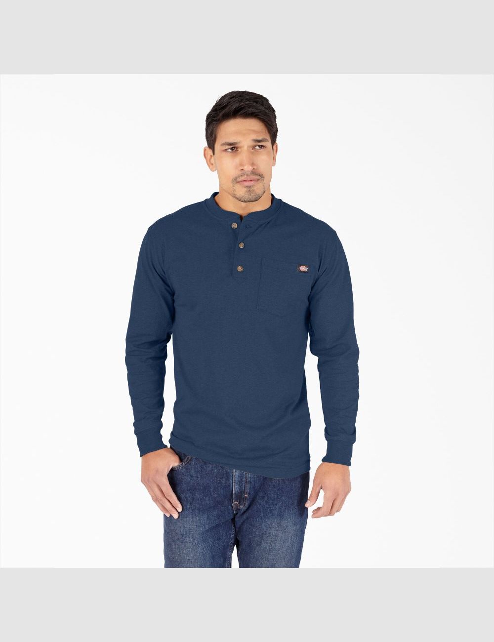 Dark Navy Heather Dickies Heathered Heavyweight Henley Shirts | 061SYRUQB