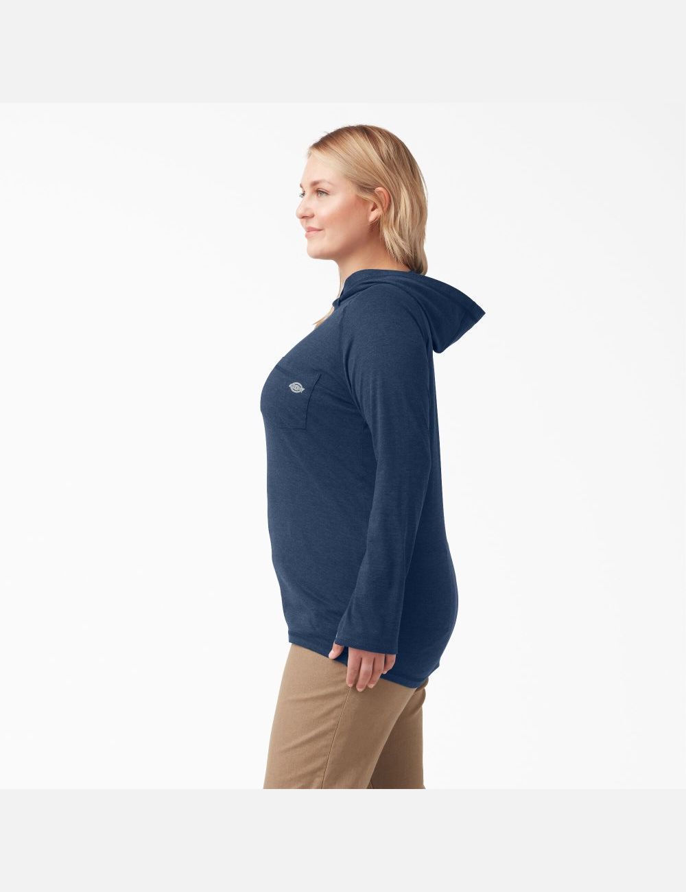 Dark Navy Heather Dickies Plus Cooling Performance Sun Shirt | 825BFJRMN