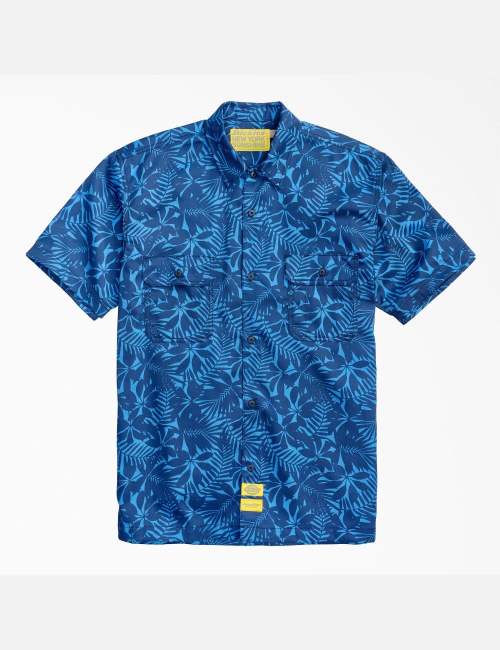 Dark Navy Leaf Print Dickies New York Sunshine x Time Off Shirt Button Up | 675XMFUZJ