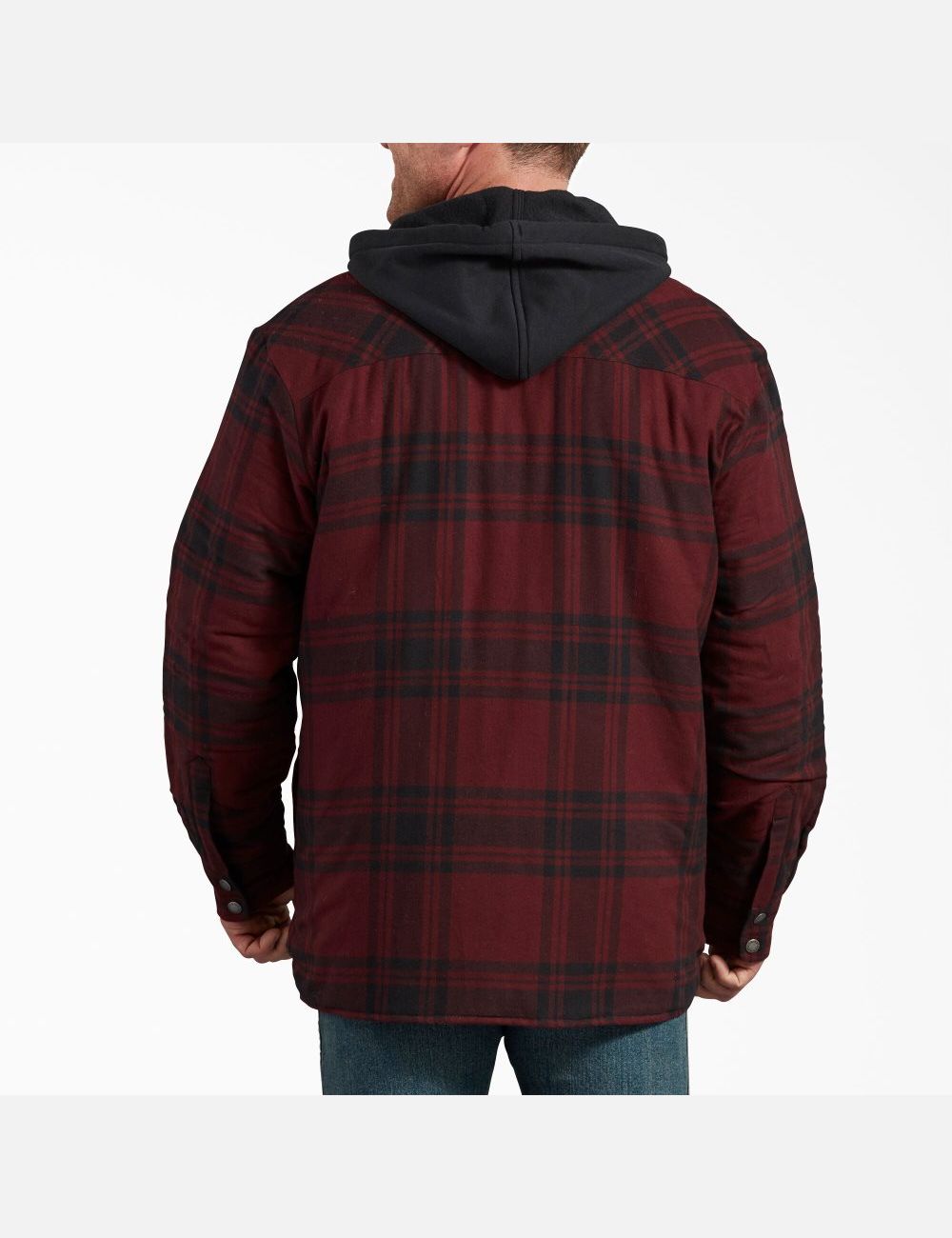 Dark Port Black Plaid Dickies Relaxed Icon Hooded Quilted Flannel Coats & Jackets | 275DWJPXF