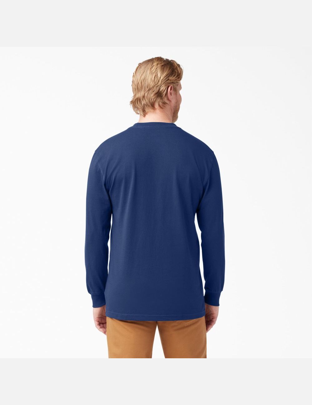 Deep Blue Dickies Heavyweight Crew Neck Long Sleeve T-Shirts | 396XZOEMF