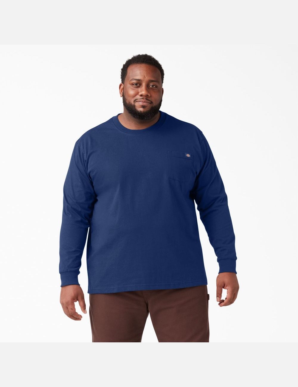 Deep Blue Dickies Heavyweight Crew Neck Long Sleeve T-Shirts | 396XZOEMF