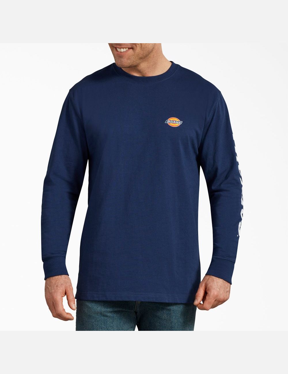 Deep Blue Dickies Long-Sleeve Graphic T-Shirts | 249EDXACO