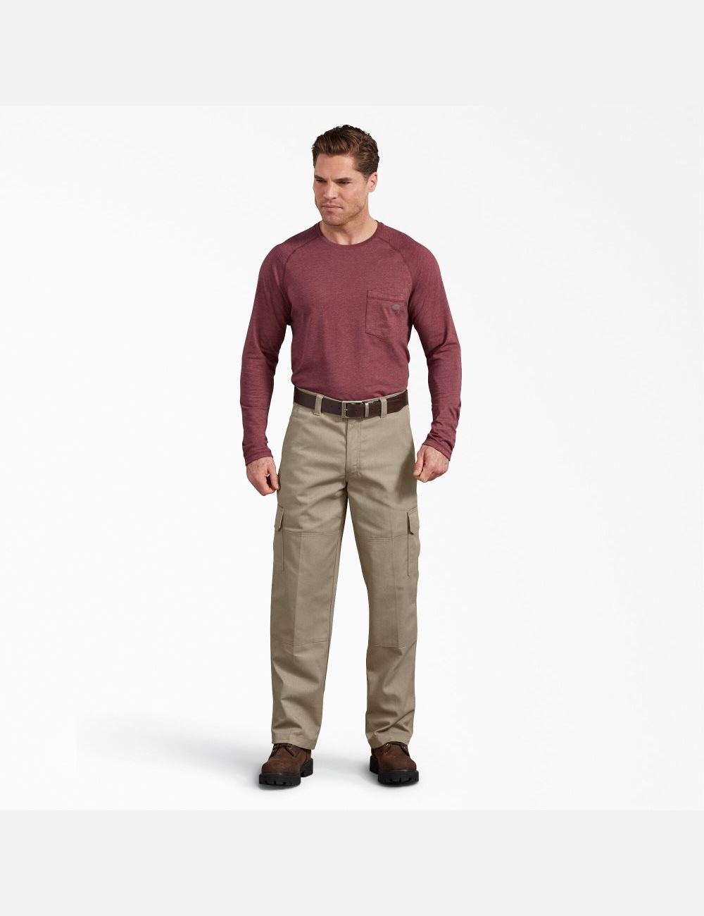 Desert Sand Dickies Active Waist Regular Cargo Pants | 718AFWXYS