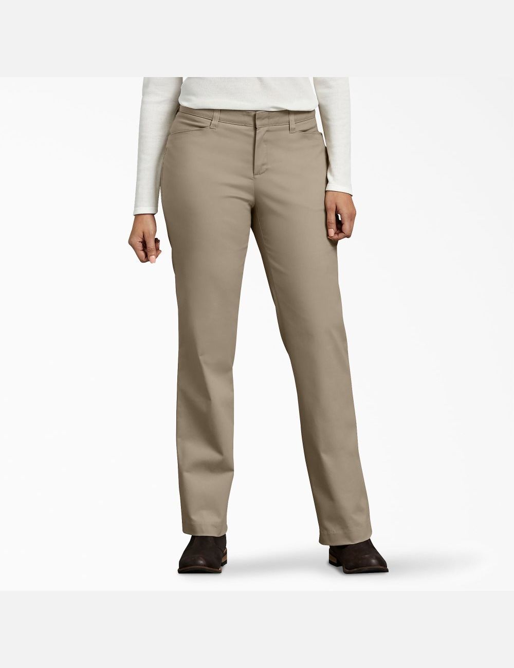 Desert Sand Dickies Curvy Fit Straight Leg Work Pants | 819ASKMUV