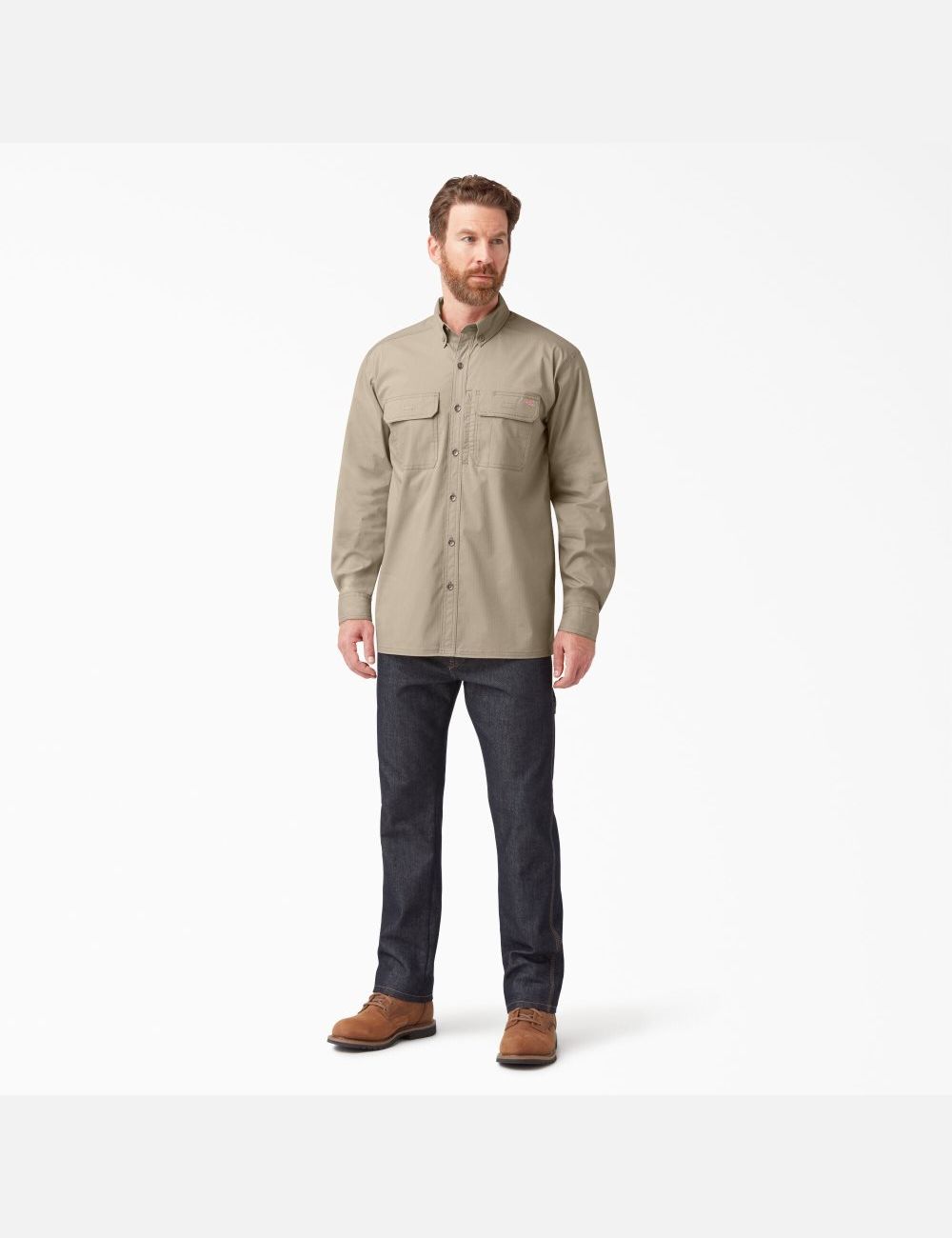 Desert Sand Dickies DuraTech Ranger Ripstop Work Shirts | 470ASYXQE