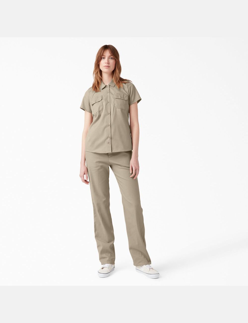 Desert Sand Dickies FLEX Short Sleeve Work Shirts | 548XBAKVI