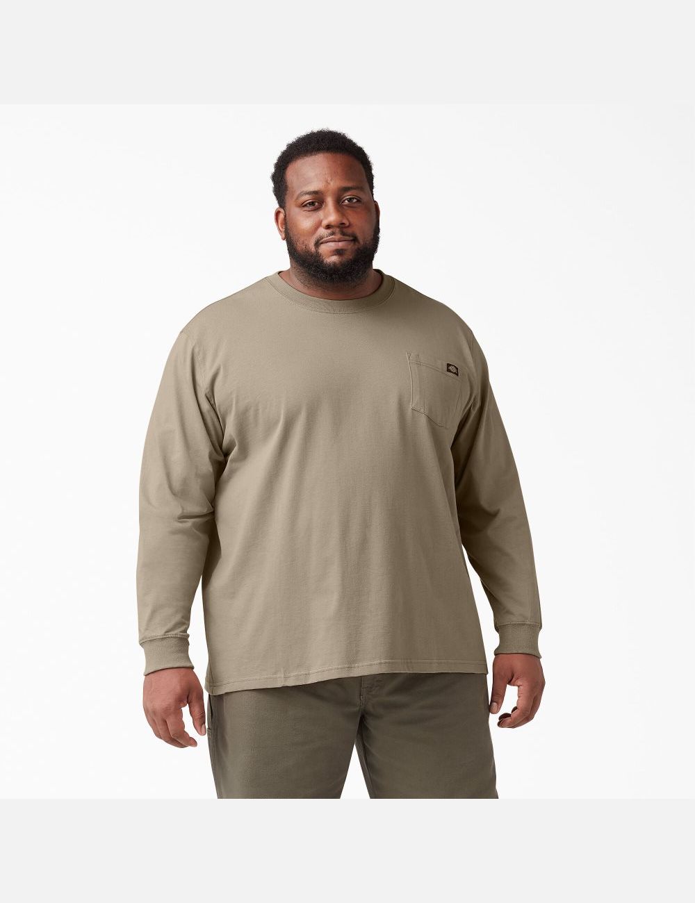 Desert Sand Dickies Heavyweight Crew Neck Shirts | 037FAUIYD