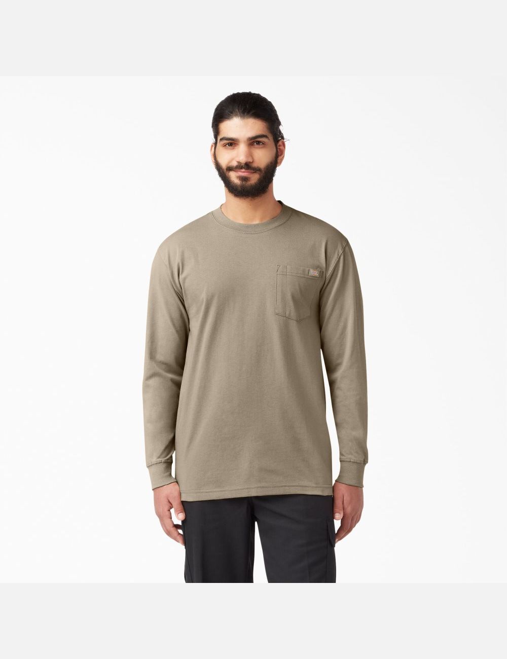 Desert Sand Dickies Heavyweight Crew Neck Shirts | 037FAUIYD